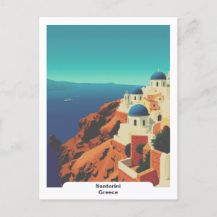Santorini, Greece: Vintage Travel  Postcard