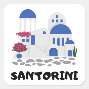 Santorini Greece Vintage Travel Square Sticker