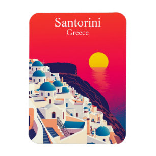 Santorini, Greece Vintage Travel Sunset Magnet