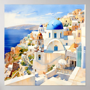 Santorini Greece Wall Art Square Poster