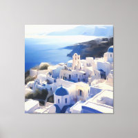 Santorini Greece Watercolor Painting