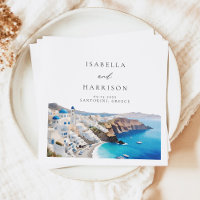 SANTORINI GREECE Watercolor Skyline Destination