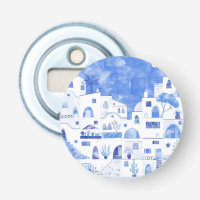 Santorini Greece Watercolor Townscape
