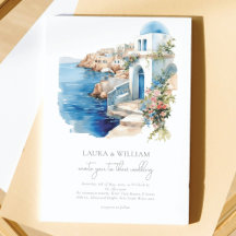 Santorini Greece Watercolor Wedding