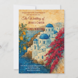 Santorini Greek Island Destination Wedding Invitation