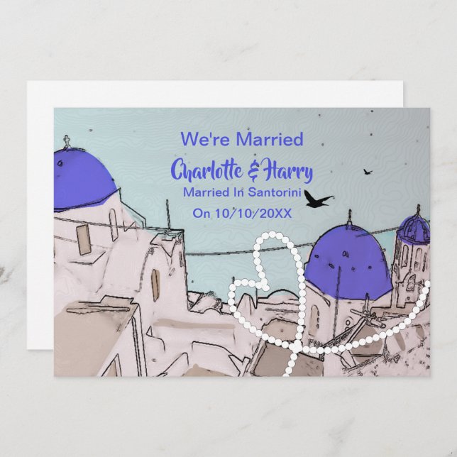 Santorini Greek Post Wedding Reception Party Invitation (Front/Back)
