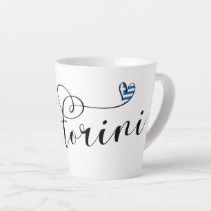 Santorini Heart In Flag, Greece, Thira  Latte Mug