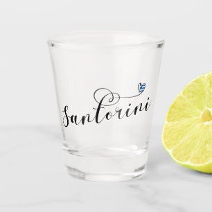 Santorini Heart In Flag, Greece, Thira Shot Glass