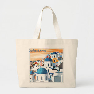 Santorini: Iconic Destinations Large Tote Bag