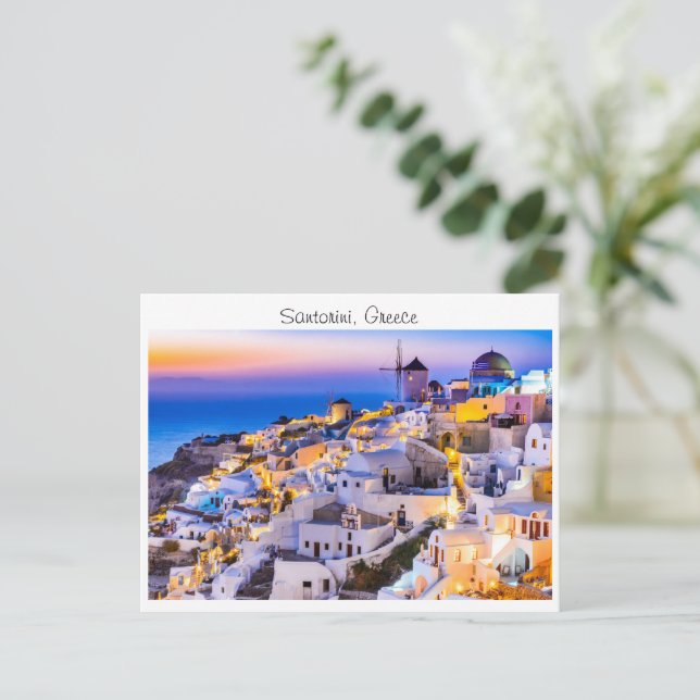 Santorini in Greece Postcard (Standing Front)