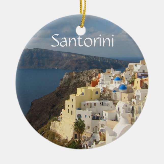 Santorini in the Afternoon Sun Ceramic Ornament (Front)
