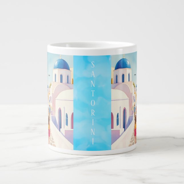 Santorini is the Perfect Romantic Getaway Destinat Large Coffee Mug (Front)