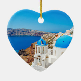 Santorini Island - Caldera, Greece Ceramic Ornament