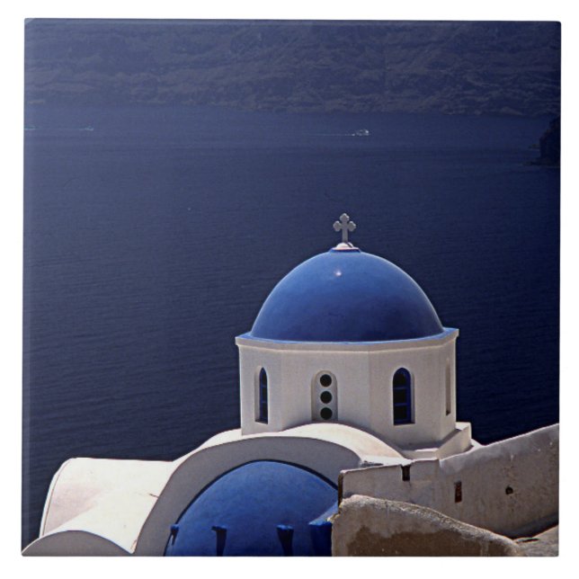 Santorini Island Greece Ceramic Tile (Front)