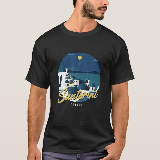 Santorini Island Greece Retro Vintage Greek Island T-Shirt (Front)