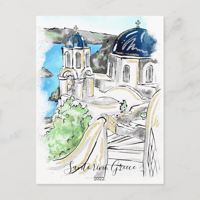 Santorini Island Greece Summer Memories  Postcard (Front)