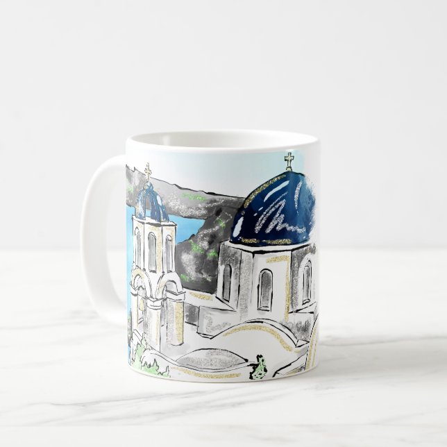 Santorini Island Greece Summer Memories  Postcard  Coffee Mug (Front Left)