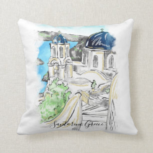 Santorini Island Greece Summer Memories Postcard Cushion