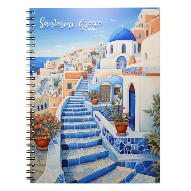 Santorini Island Illustration | Travel Art Notebook (Front)