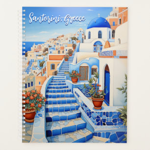 Santorini Island Illustration Travel Art Planner