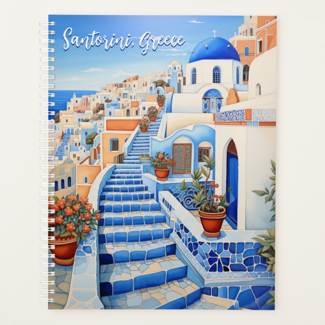 Santorini Island Illustration | Travel Art Planner (Front)
