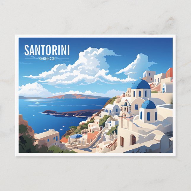 Santorini Island in Greece Travel Postcard (Front)