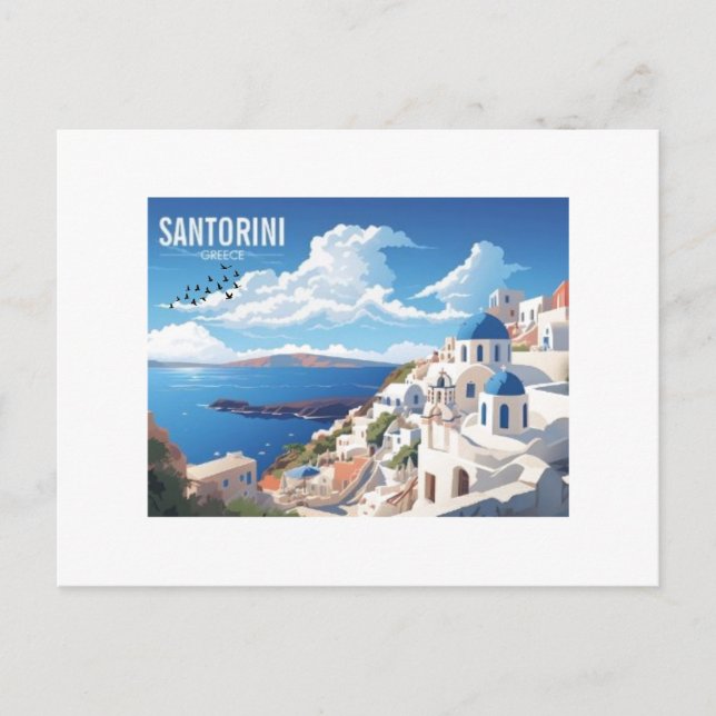 Santorini Island in Greece Travel Postcard (Front)