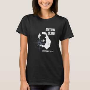 Santorini Island Mediterranean Sea Coordinates Map T-Shirt