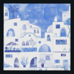 Santorini Modern Watercolor Faux Canvas Print<br><div class="desc">Watercolor painting of gorgeous Oia on Santorini in Greece.
Original art by Nic Squirrell.</div>