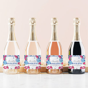 Santorini Musical Bougainvillea bridal shower Sparkling Wine Label