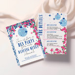 Santorini Musical Bougainvillea Hen Party Invitation<br><div class="desc">Transport Your Guests to Greece with our Bougainvillea-inspired Dancing Queen Bridal Shower Collection! Experience the allure of the Mediterranean in every detail of your bridal shower celebration. Inspired by the vibrant colours and musical rhythms of Greece, our pink and blue bougainvillea-themed invitations and decor will whisk you and your guests...</div>