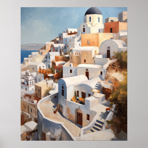 Santorini Oia Greece Painting Art Print Poster