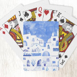 Santorini Oia Greek Island Watercolor Townscape Playing Cards<br><div class="desc">Blue and white Watercolor townscape painting of the village of Oia on the Greek island of Santorini. Original art by Nic Squirrell.</div>