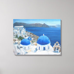 Santorini Oia oil painting Canvas Print