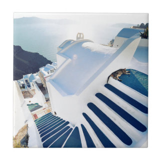 Santorini Oia Steps, Greece Ceramic Tile