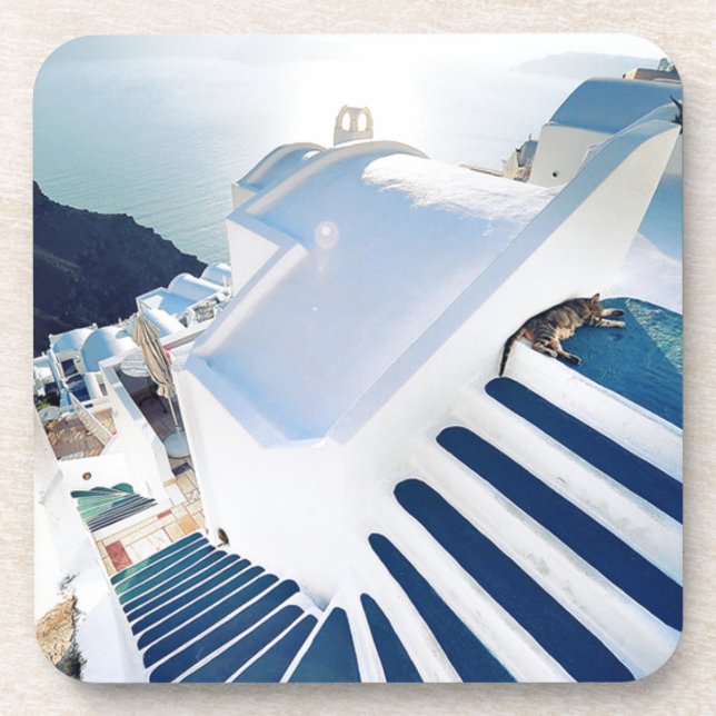 Santorini Oia Steps, Greece Coaster (Front)
