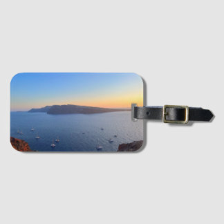 Santorini Old Harbour Boats In Sunset Greece Luggage Tag