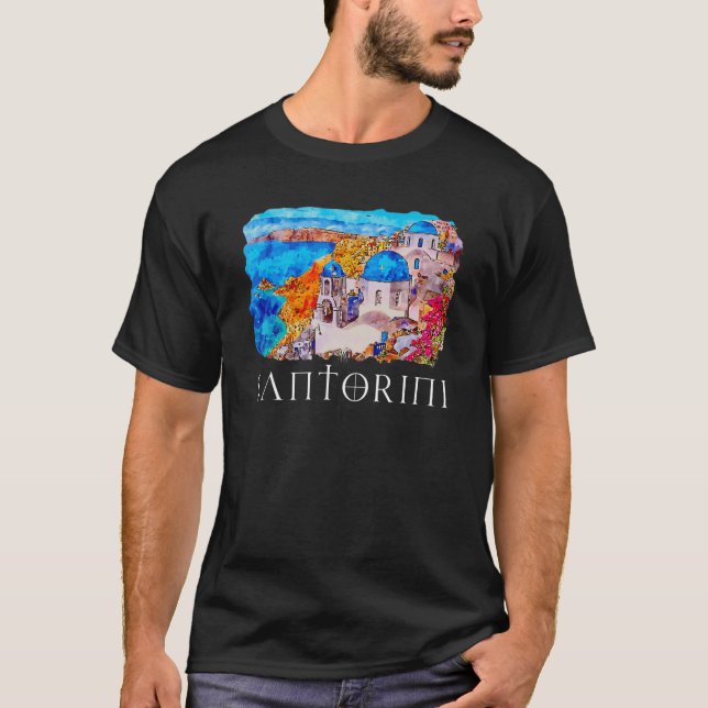 Santorini Painting Greece Souvenir T-Shirt (Front)
