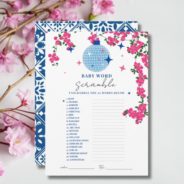 Santorini Pink baby word scramble shower Game card (Creator Uploaded)