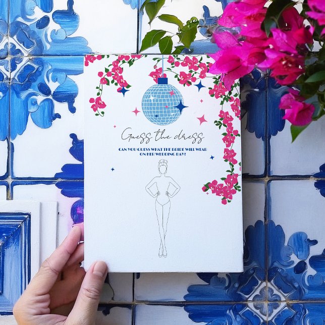 Santorini Pink bridal Guess the dress Game card (Creator Uploaded)