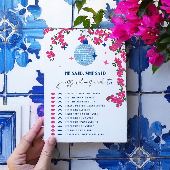 Santorini Pink bridal He said, she said Game card (Creator Uploaded)