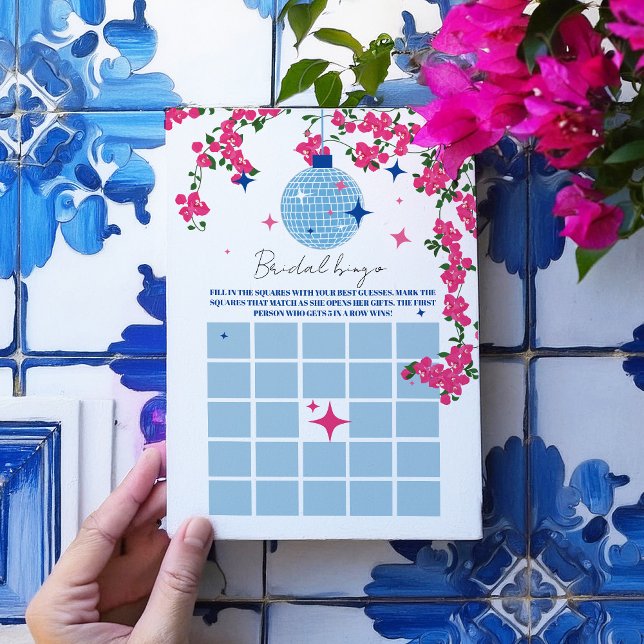 Santorini Pink bridal shower bingo Game card (Creator Uploaded)