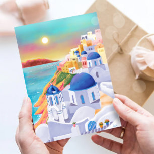 Santorini Print Greece Art Print Europe Travel Postcard