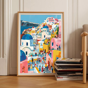 Santorini Print Santorini Illustration Greece Trav