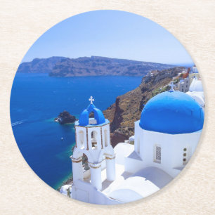 Santorini Round Paper Coaster
