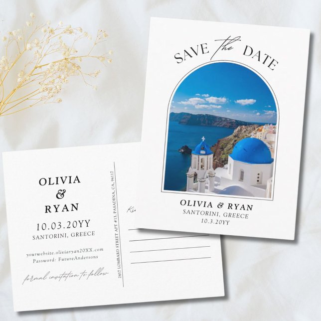 Santorini Save the Date Postcard Wedding (Creator Uploaded)