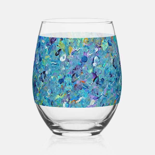 Santorini Seaglass  Stemless Wine Glass (Front)