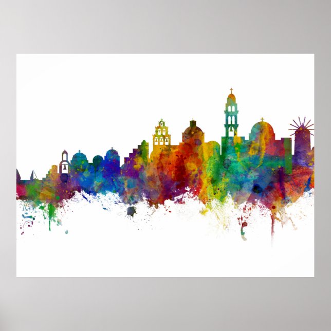 Santorini Skyline Poster (Front)