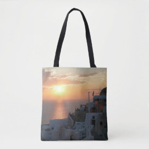 Santorini Sunset All Over Print Tote Bag