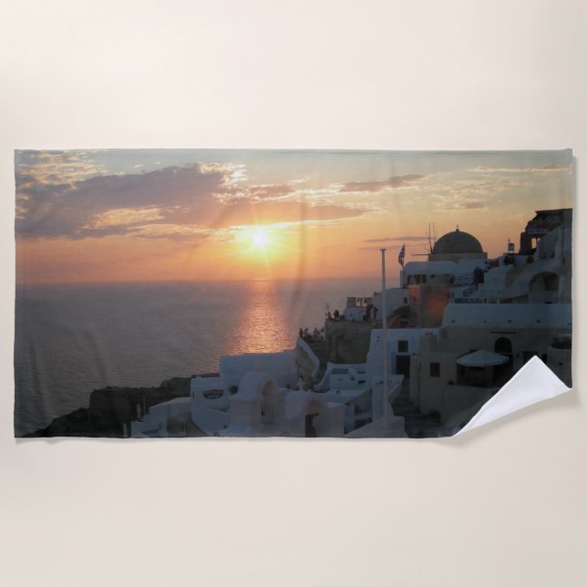 Santorini Sunset Beach Towel (Front)